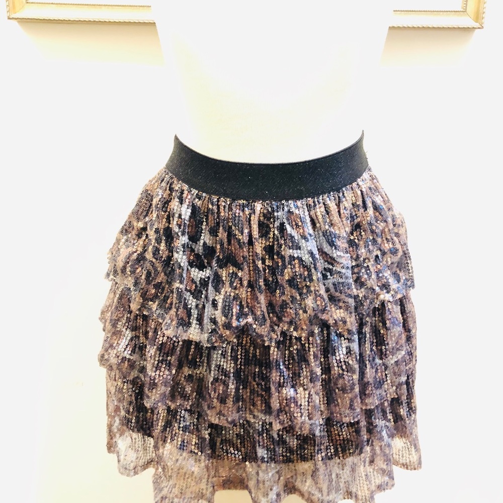 Sequin Animal Print Mini Skirt